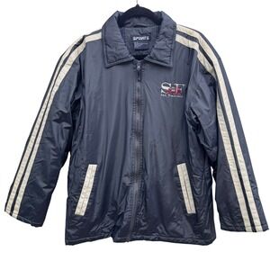 Sports San Francisco Windbreaker Moto Jacket Mens S Navy SF Golden Gate Striped